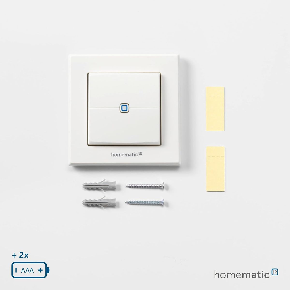Homematic IP Smart Home Wandtaster – 2-Fach, Wandschalter, Zwei Tasten, Zubehör für Ihr Homematic IP Smart Home, universell einsetzbar, schaltet Aktoren und Thermostate, kabellos, 140665A0 Wandtaster - 2-fach, weiß
