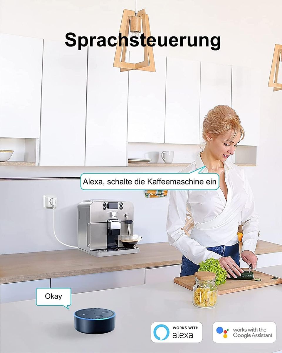Woox Alexa Steckdose 2 Stück, WLAN Steckdose 16A, Smart Plug TÜV Geprüft, Lichter Fernbedienung, Sprachsteuerung mit Alexa/Google Home Kompatibel, Zeitschaltuhr, Nur 2,4 GHz Wifi…