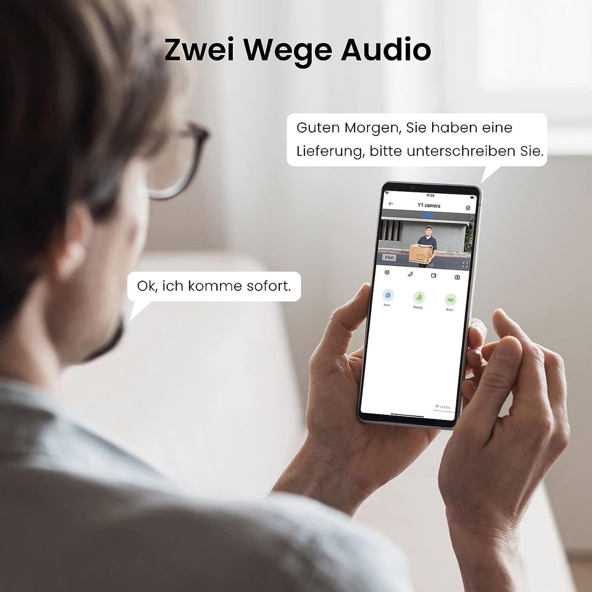 wansview Überwachungkamera Aussen WLAN - 2K WLAN Kamera Outdoor, WiFi Camera mit Datenschutzbereich, Zwei-Wege-Audio, SD Kartenslot, RTSP, Fernzugriff Y1 (Weiß)