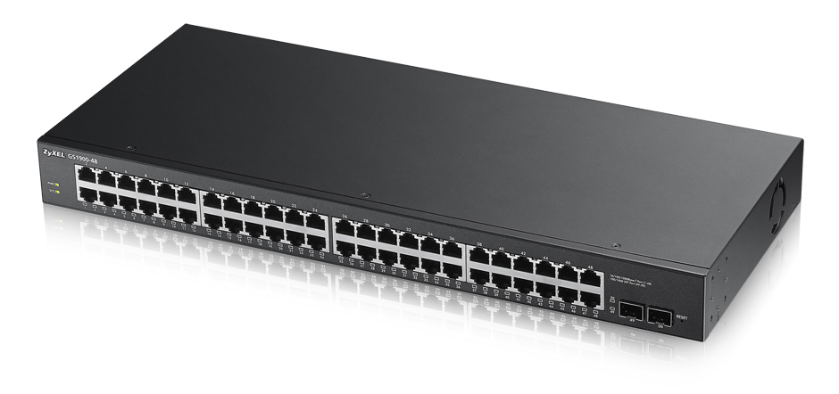 Zyxel GS1900-48-EU0102F Netzwerk-Switch L2 48x Gigabit Ethernet, 2x SFP, 100 Gbit/s Switching-Kapazität, Rackmount, Schwarz