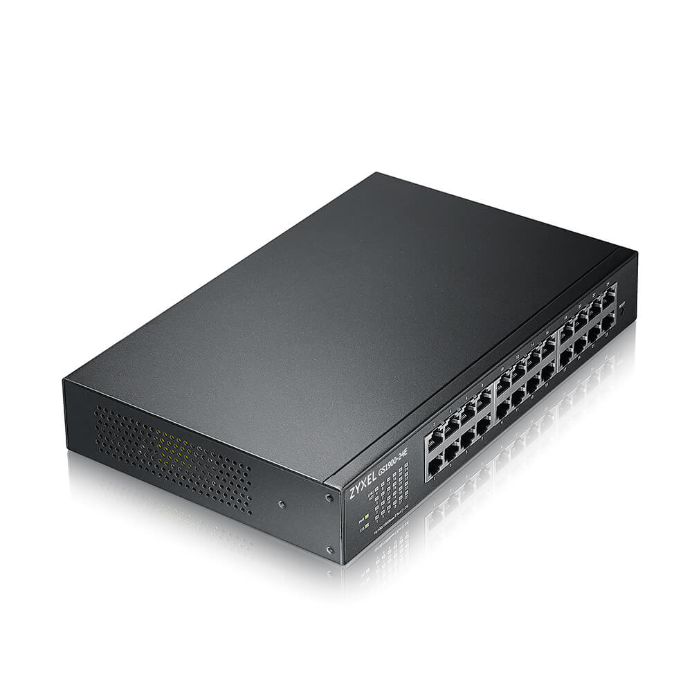 Zyxel GS1900-24E-EU0103F Managed L2 24-Port Gigabit Switch, 1U Rack, 24x RJ45 (10/100/1000), AC-Netzteil, 48 Gbit/s, Schwarz