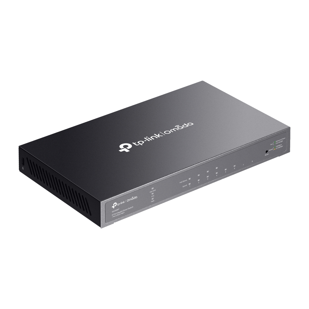 TP-Link Omada TL-SG2008P Managed L2/L2+ Gigabit Ethernet (10/100/1000) Power over Ethernet (PoE) Schwarz