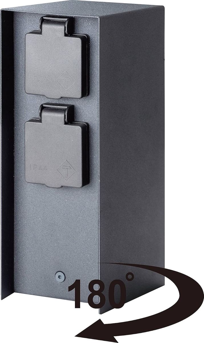 BOLD Orio smarte Aussen-Steckdose-Garten (Steckdosen-Säule) 3-Fach Stecker Anthrazit (Smart Home | WLAN | iOS & Android | IP44 Outdoor Energie-Säule | 3680 Watt | 23x12x8,5cm | Einfache Montage) SMART HOME Anthrazit