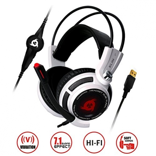 KLIM Puma Vibration 7.1 Surround Sound Gaming Headset USB weiß/schwarz