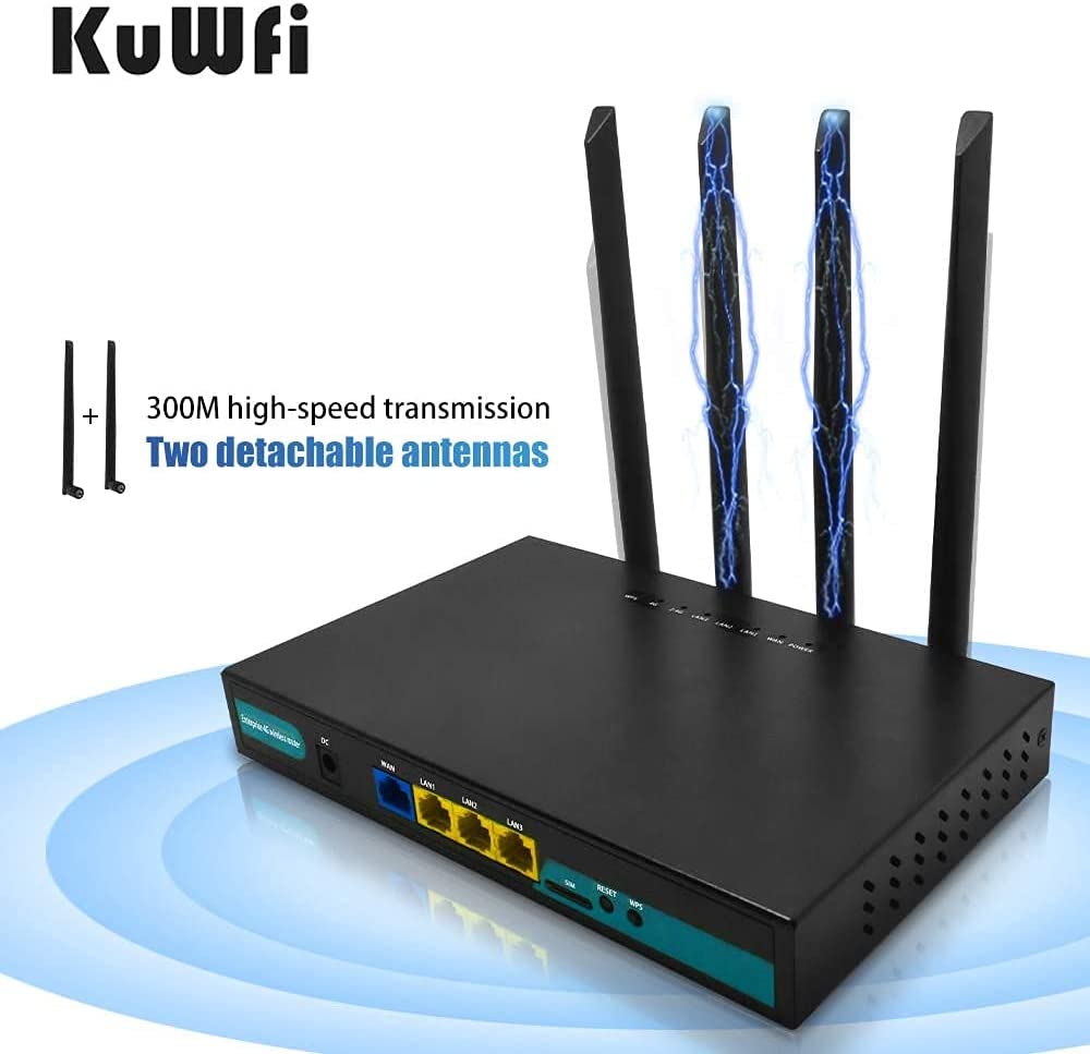 KuWFi 4G LTE WLAN Router RJ45-LAN-Port SIM-Karten Slot