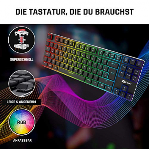 KLIM Dash TKL Mechanische Tastatur mit RGB-Beleuchtung (DEU Layout - QWERTZ)