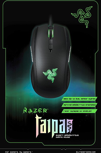 Razer Taipan 8.200 DPI Laser Wired 1.000Hz 9-Tasten Gaming Maus Beidhändig