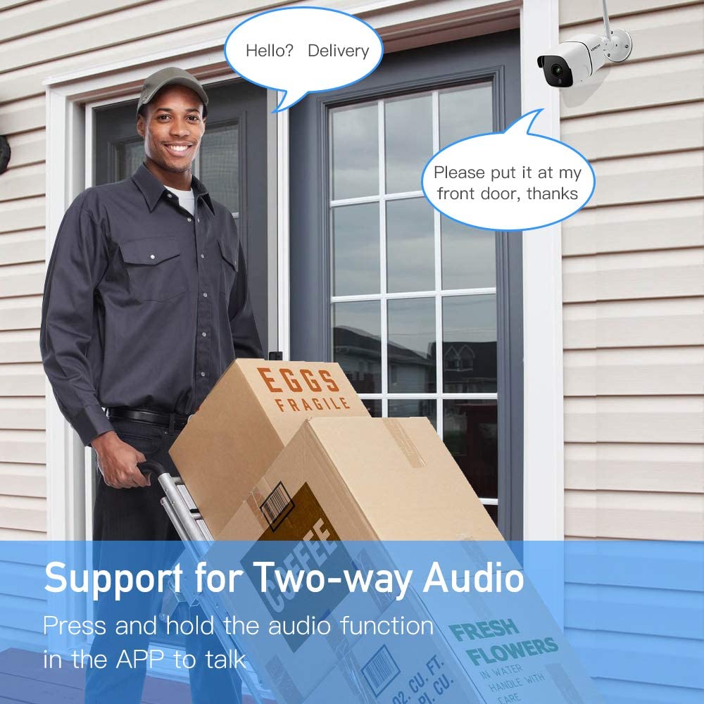 Veroyi Security Camera Outdoor Veroyi 1080P Waterproof Home Security Camera System Wi-Fi IP Camera IR Night Vision Motion Detection 2-Way Audio Remote Monitor