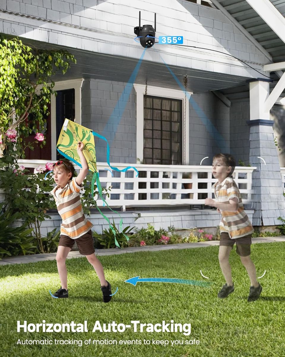 TOAIOHO QB321-B2-3MP 2er Außen-Überwachungskamera, WLAN PTZ, 3MP (1296p), Nachtsicht, IP66, Bewegungserkennung, SD/Cloud, EU