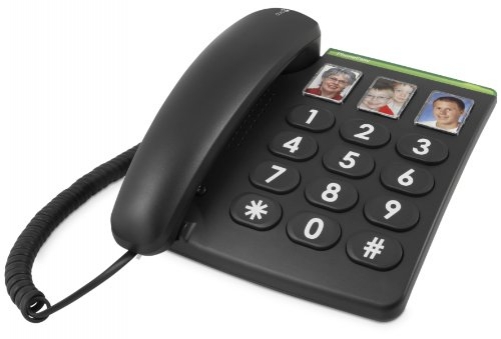 Doro PhoneEasy 331ph Schnurgebundenes Großtastentelefon mit 3 Direktwahl-Fototasten schwarz