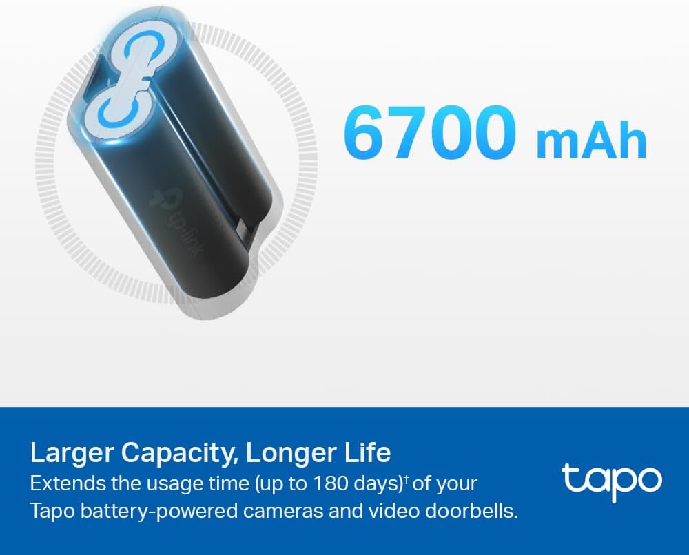 TP-Link Ersatzakku A100, Funktioniert Akku-Kameras & Video-Türklingeln C420, C400, D230, 6700mAh, 6-facher Schutz