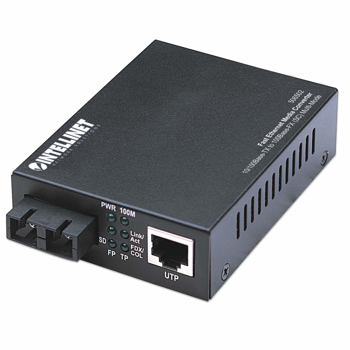 Intellinet 506502 Fast Ethernet Medienkonverter, 10/100Base-TX auf 100Base-FX (SC), Multimode, 2 km, 1310 nm, 5 V DC, EU Stecker