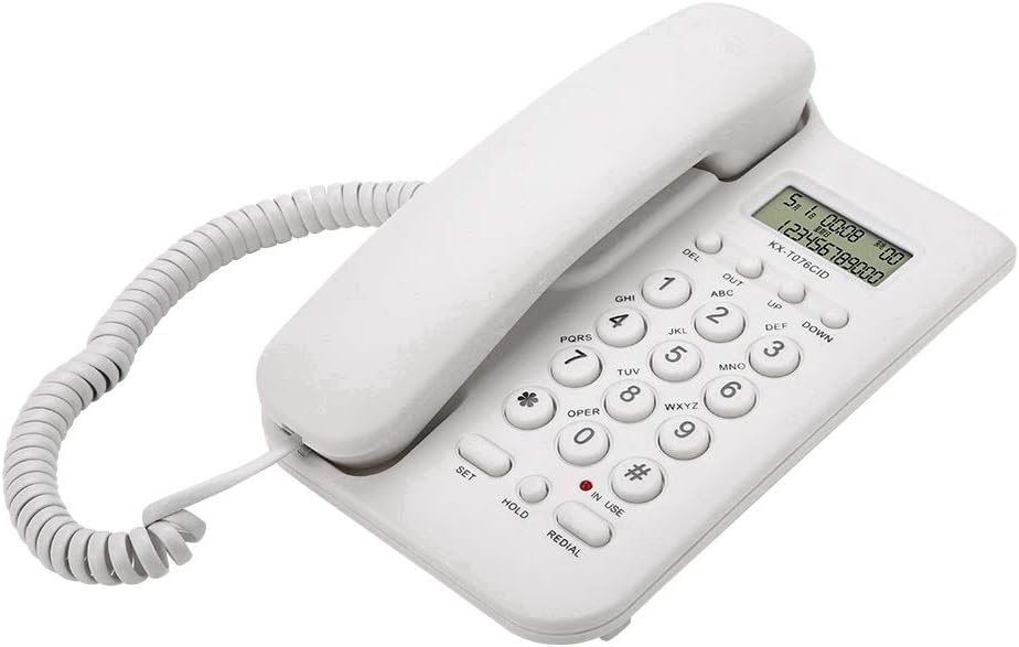 N-INC Schnurgebundenes Telefon mit großer Taste ，Home Hotel Freisprechen Langlebiges Telefon Büro Festnetztelefon mit Speicherschutz/Wandmontage/Lauter Klingelton für Senioren, ältere Menschen (Weiß)