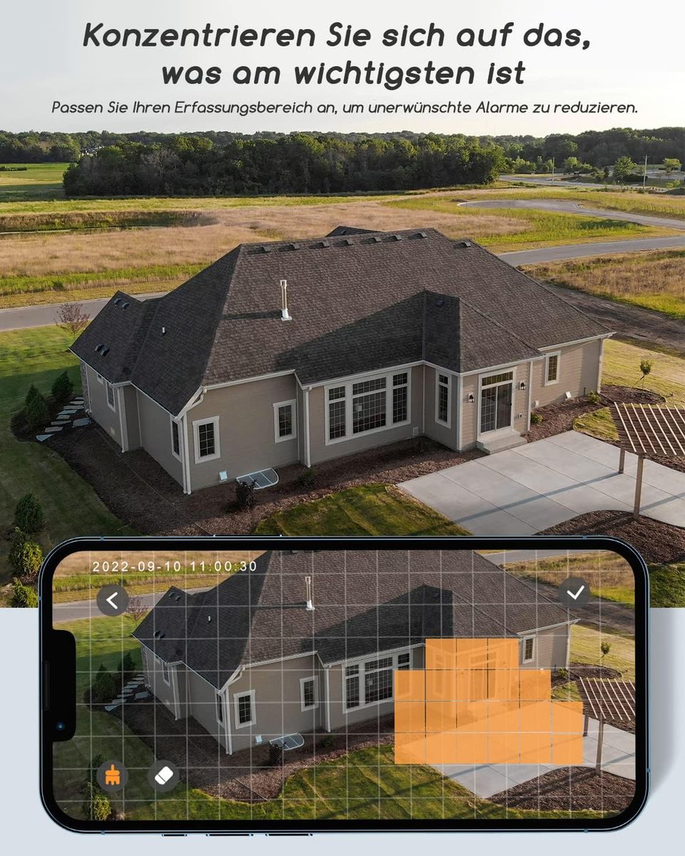 COOAU Überwachungskamera Aussen Solar Akku, 2K PTZ 355°/90° Kabellos WLAN IP Kamera ​Outdoor mit PIR Bewegungsmelder, Farbige Nachtsicht，Spotlight，IP66 ,2-Wege-Audio, Cloud-Speicher Weiß
