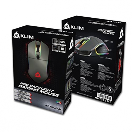 KLIM Aim Optische 7.000 DPI Wired Gaming Maus mit RGB-Beleuchtung Beidhändig