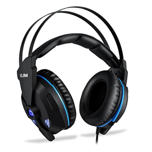 Klim Impact 7.1 Surround Sound USB Gaming Headset für PC schwarz blau
