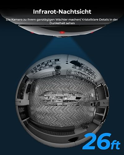 Reolink FE-P Fisheye 6MP PoE Innen Überwachungskamera, 360° Panorama, Personenerkennung, IR Nachtsicht 8m, 2‑Wege-Audio, Decken/Wand/Tisch