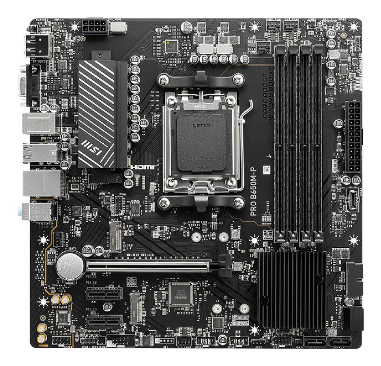 MSI PRO B650M-P Mainboard AMD B650 Sockel AM5 micro-ATX, DDR5, 2.5 Gigabit Ethernet, M.2, HDMI 2.1, Realtek ALC897