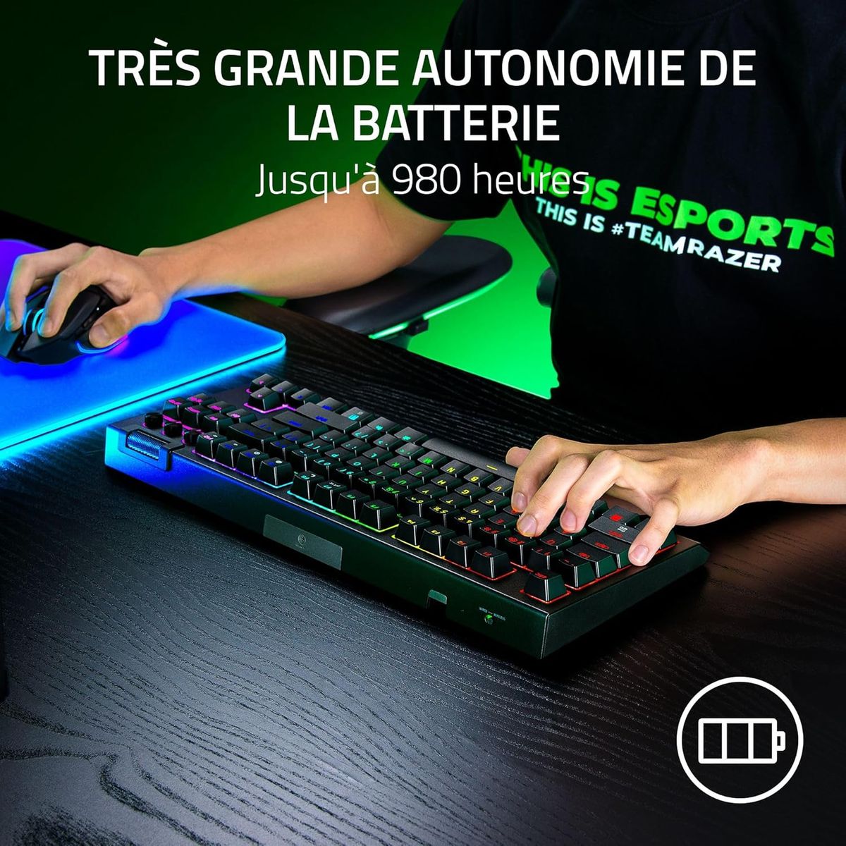 Razer BlackWidow V4 Tenkeyless HyperSpeed TKL Gaming Keyboard, Orange Tactile Switches, Hot-Swap, HyperSpeed & Bluetooth, Razer Chroma RGB FRA Layout AZERTY