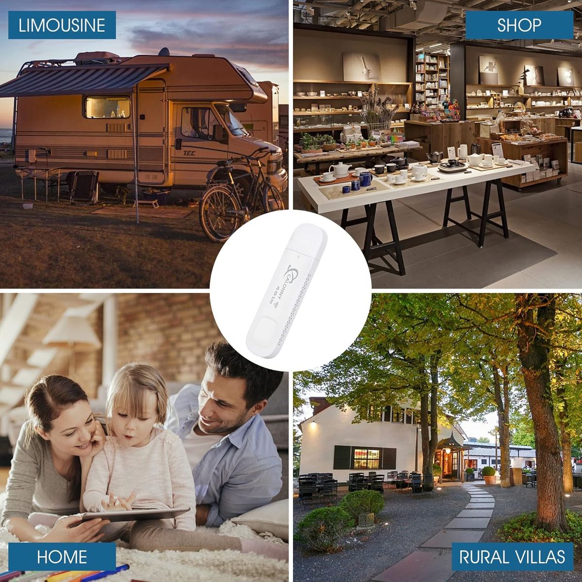 Calonny D200 4G LTE USB Surfstick Internet-Key Cat4 150 MBit/s WLAN USB-Modem, SIM, APN-Anpassung, tragbar, Alternative zu ADSL, Weiß