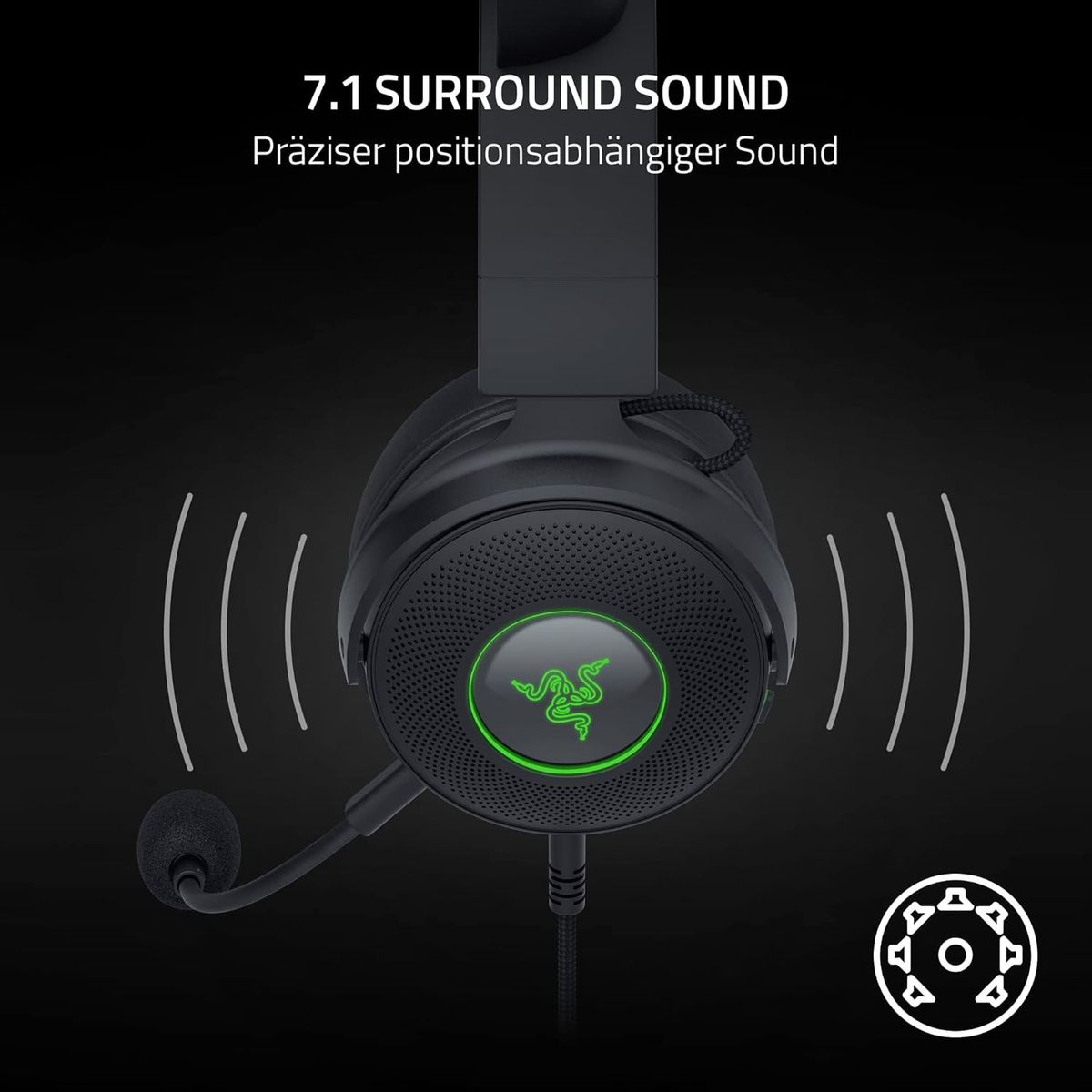 Razer Kraken Kitty V2 Pro Gaming Headset USB Virtual 7.1 Surround-Sound for PC PS Switch Black