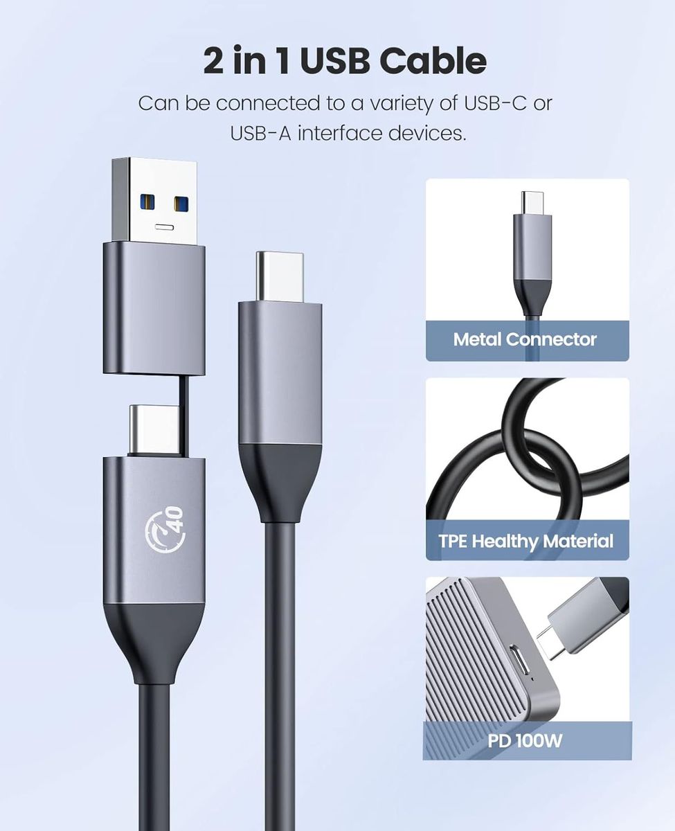 ORICO NVMe Gehäuse 40Gbps für Thunderbolt 3/4, USB 3.2/3.1/3.0/2.0, USB-C, USB4 M.2 NVMe-Gehäuse für PCIe 2280 M-Key (B+M Key) SSD, Aluminium M2 SSD Adapter bis zu 2700 MB/s- M224GY 40Gbps Grau