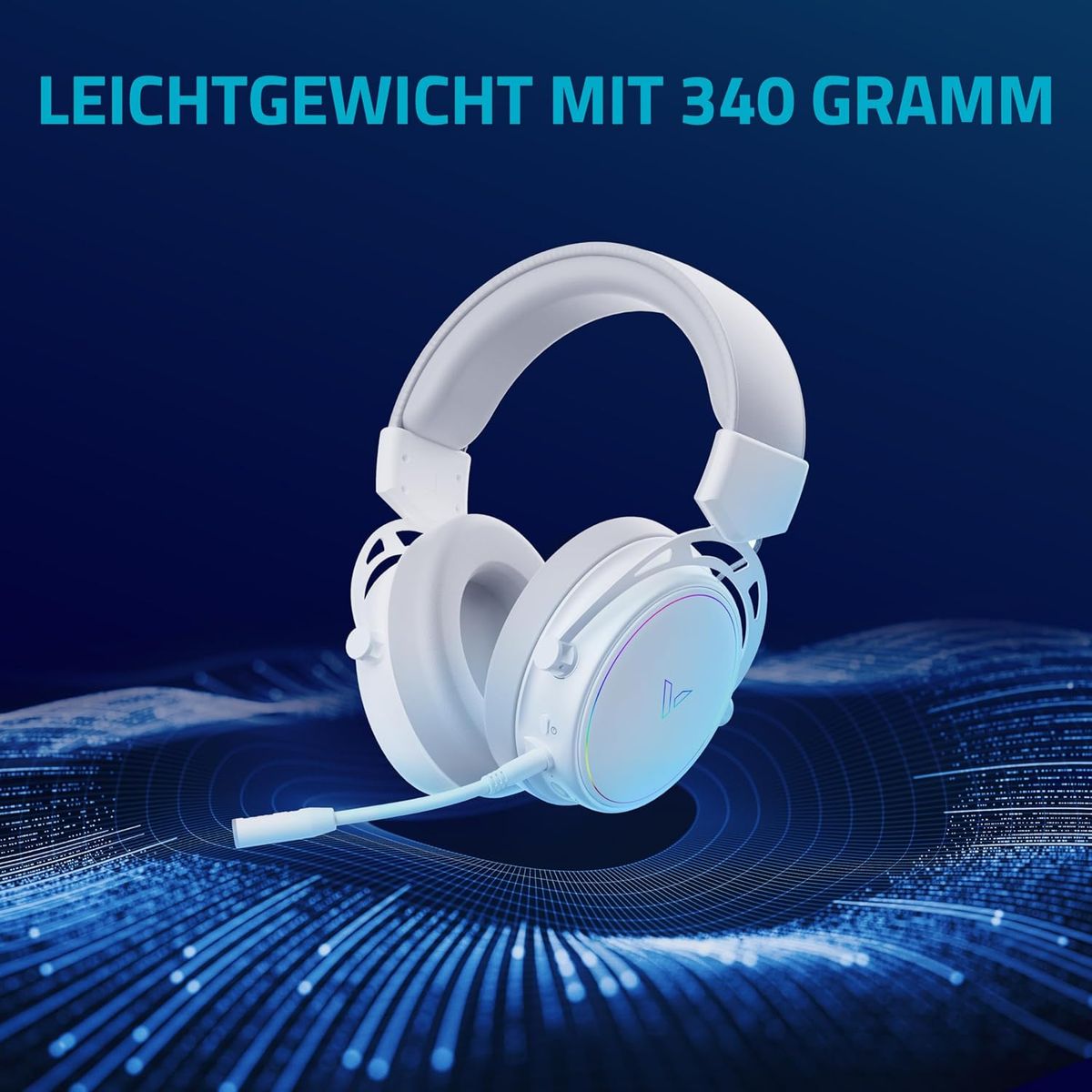Rapoo VH800 kabelloses Gaming Over-Ear Headset, Flexibles Mikrofon mit Stummschaltung, Ohrpolster Kunstleder, 46h Akku, Headphone Bluetooth und 2,4Ghz PC/Mac/Xbox One/PS4/Nintendo Switch - White