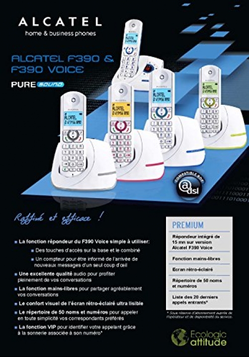 Alcatel F390 Duo Ru00e9pondeur Bleu - Plug-Type C (EU)