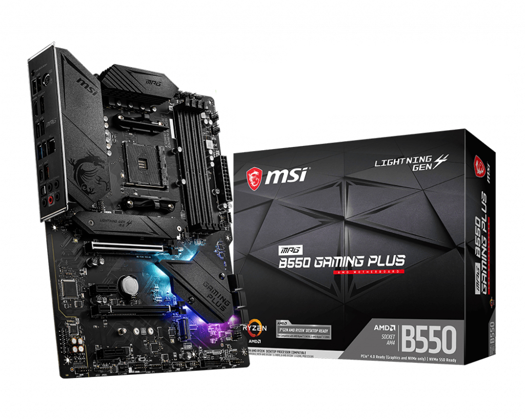 MSI MPG B550 Gaming Plus (ATX AMD AM4 DDR4 M.2 USB 3.2 Gen 2 HDMI ATX Gaming Motherboard AMD Ryzen™ 5000 Prozessoren