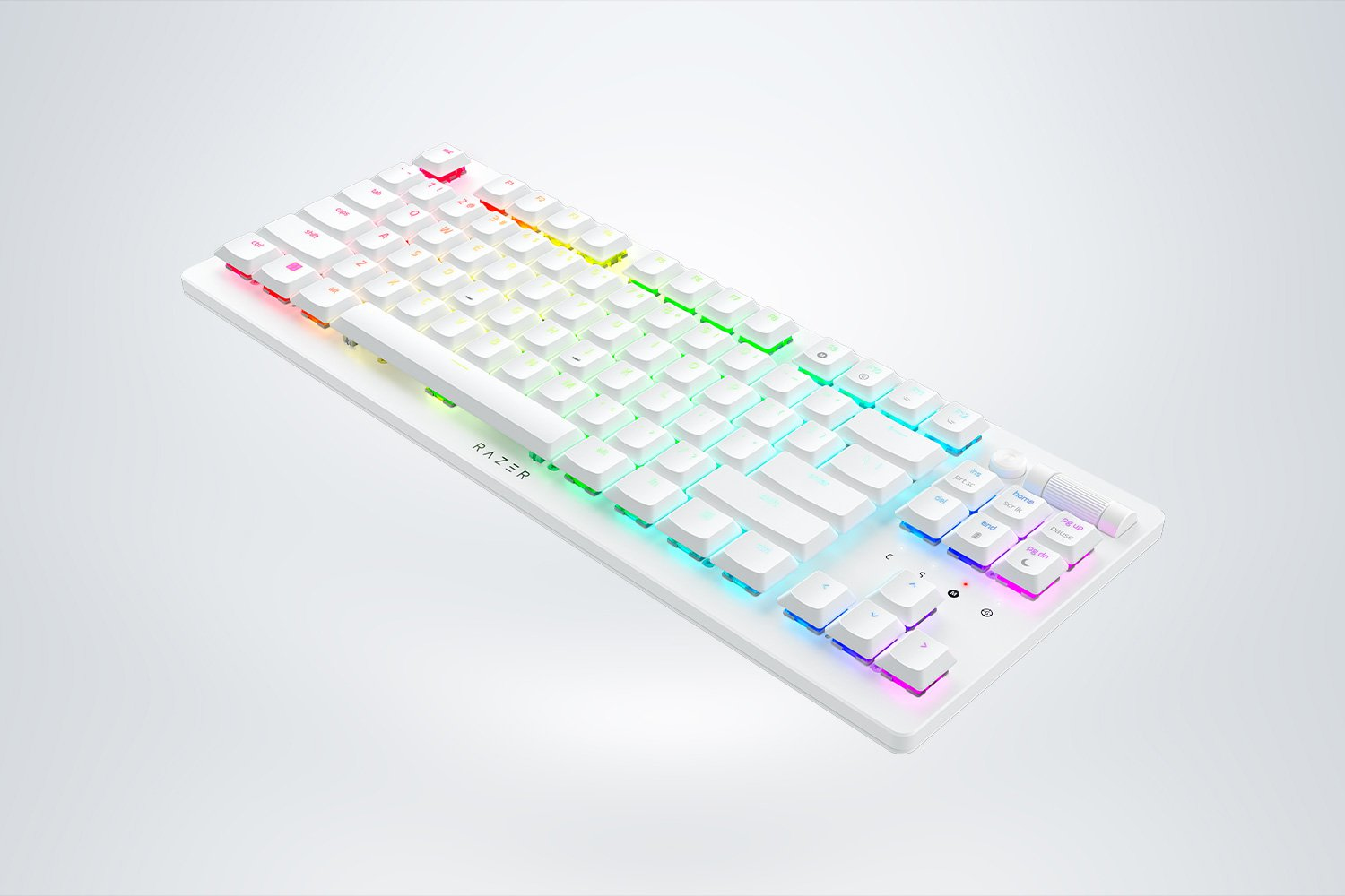Razer DeathStalker V2 Pro TKL Gaming Keyboard Dual Wireless Optical Purple Switches RGB White USA Layout QWERTY ISO