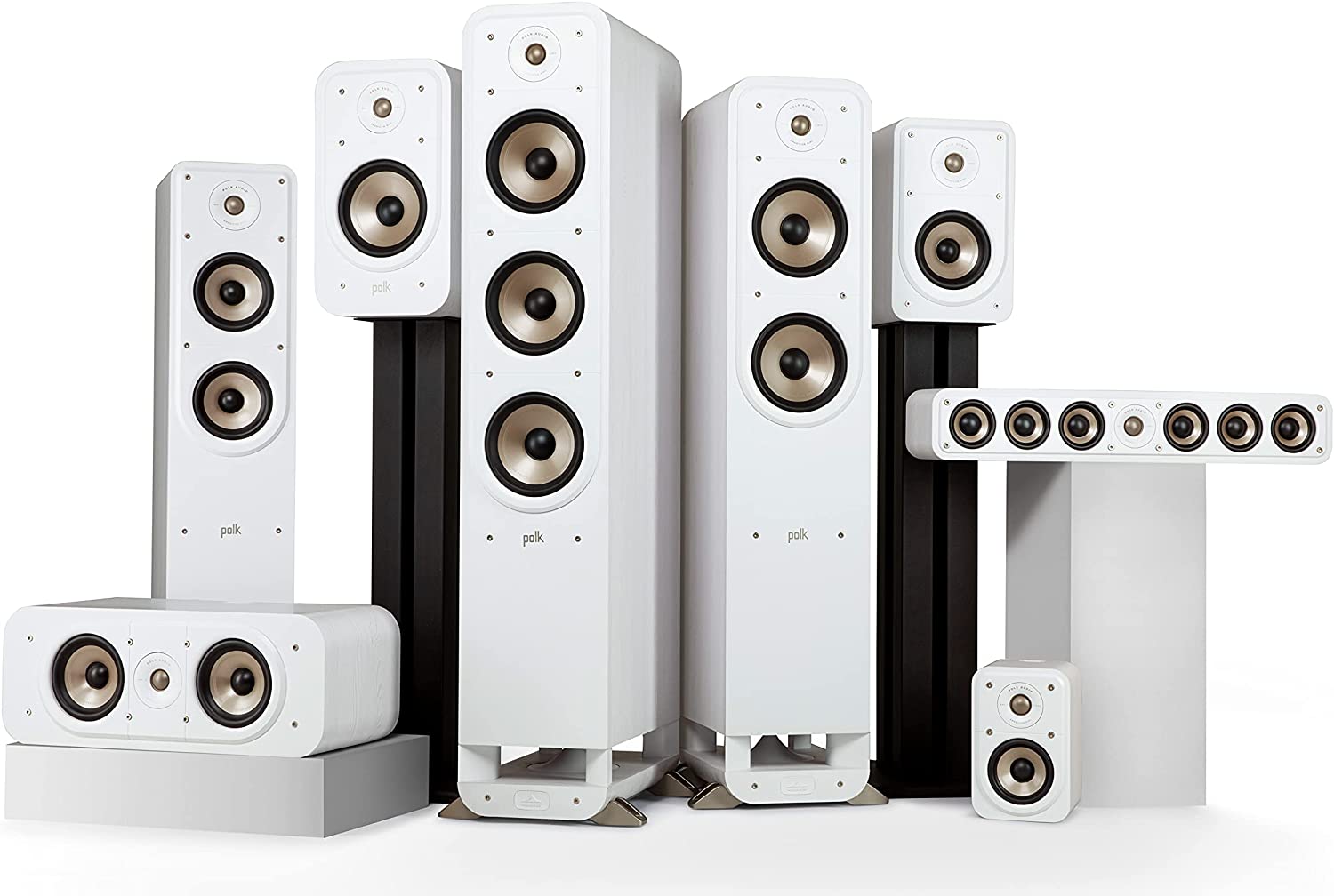 Polk Audio Signature Elite ES50 hochauflösender HiFi Standlautsprecher fürs Heimkino, Hi-Res zertifiziert, kompatibel mit Dolby Atmos und DTS:X 1 Stück, Weiß