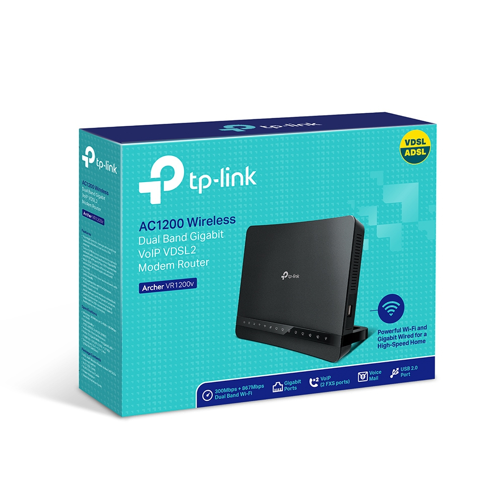 TP-Link VR1200v AC1200 Wireless Dual Band Modem Router Access Point Gigabit VoIP VDSL ADSL Annex A IT v2.0
