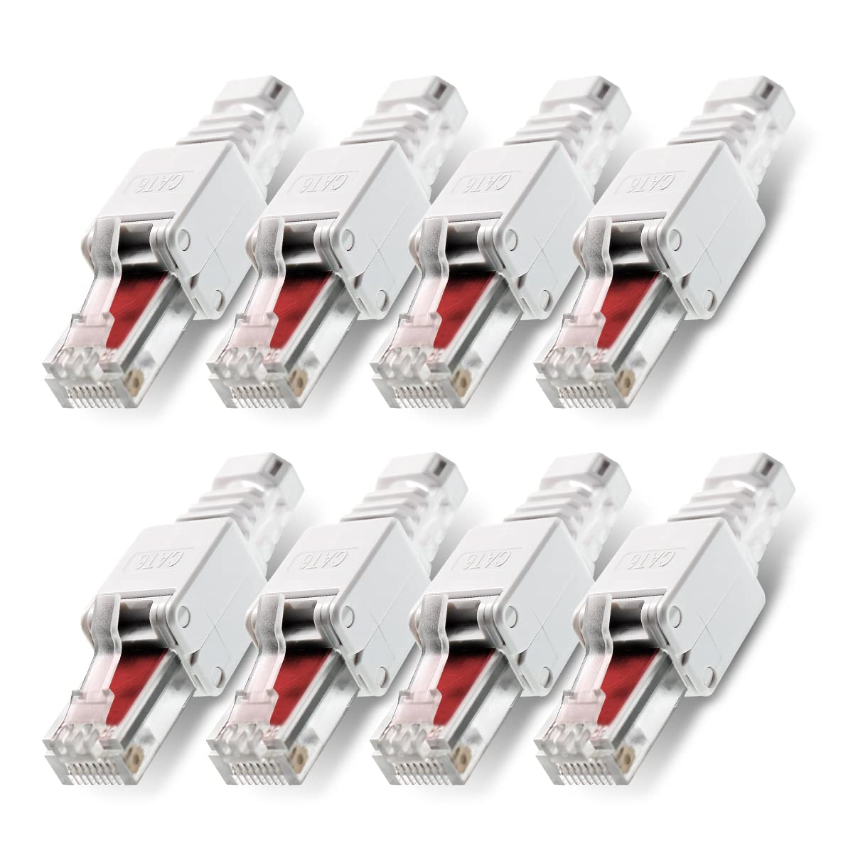 NAUC 8 Stück Netzwerkstecker werkzeuglos RJ45 CAT6 LAN UTP Kabel Stecker ohne Werkzeug werkzeugfrei CAT5 CAT7 Verlegekabel Patchkabel Netzwerkkabel Toolless Modular Plug Connector Crimpstecker CAT 6 8 Stück