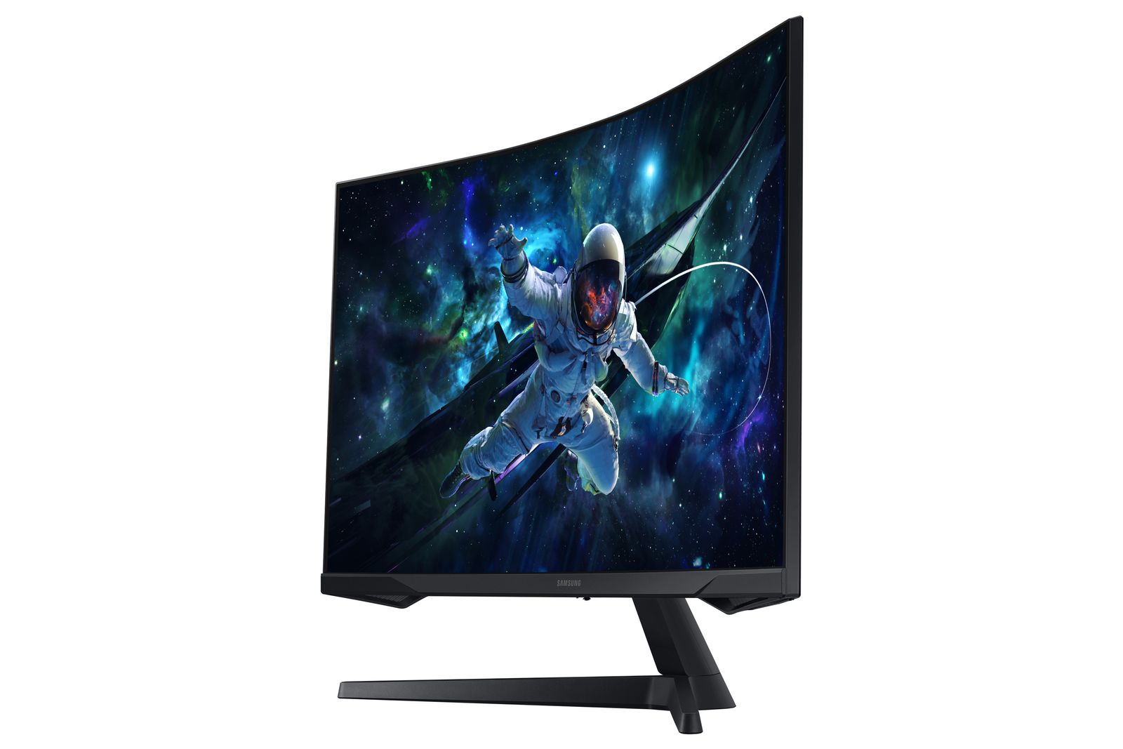 Samsung Odyssey G55C Curved Gaming Monitor, 32 Zoll, Bildschirm mit VA-Panel, 2.560 x 1.440 Pixel, 1.000R Radius, HDR10, AMD FreeSync, Bildwiederholrate 165 Hz, Reaktionszeit 1 ms (MPRT)