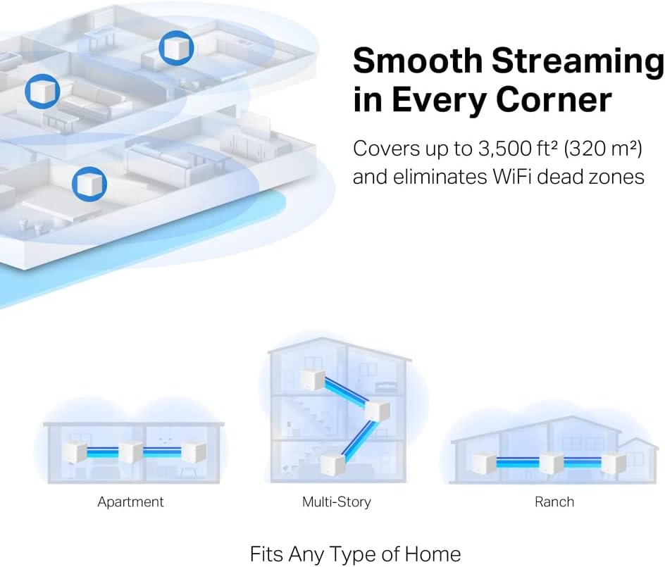 Mercusys Halo H1200G (3er Pack) WiFi Mesh Router AC1200Mbps, Router und Repeater, 3 Stück mit Abdeckung bis zu 320㎡, Gigabit Ethernet-Ports, Beamforming, MU-MIMO, Access Point WiFi Ethernet