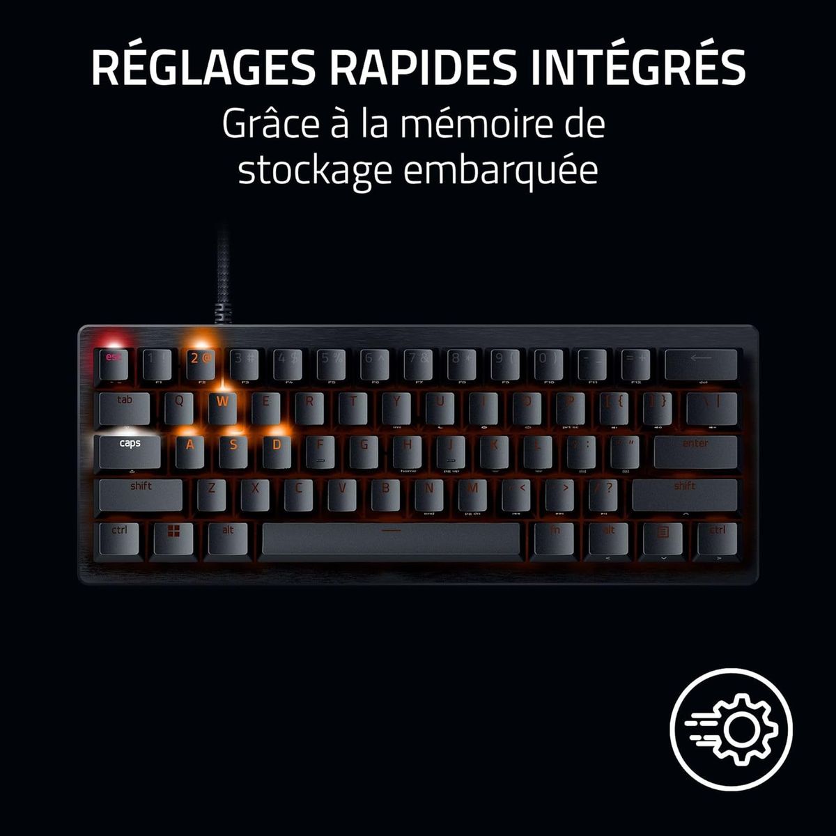 Razer Huntsman V3 Pro Mini (Analoge Schalter) - 60% Optische Gamer-Tastatur (Einstellbare analoge Schalter von 0.1 bis 4.0mm, Schnellspanner, PBT Doubleshot-Tasten)