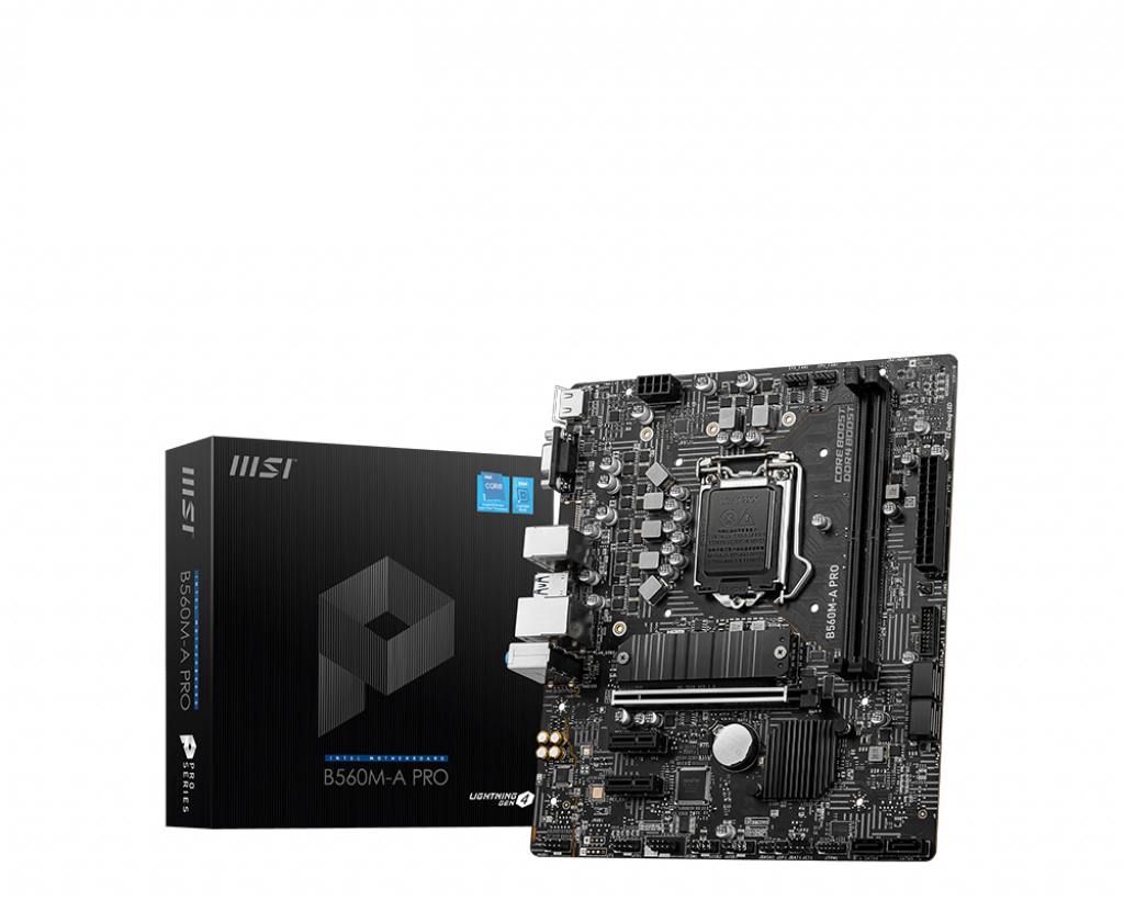 MSI B560M-A PRO Mainboard Micro-ATX, unterstützt Intel Core Prozessoren der 11. Generation, LGA 1200, 2 x DIMMs (5200MHz/OC), 1 x PCIe 4.0 x16, 1 x M.2 Gen4/3, 2.5G LAN M-ATX B560M-A PRO