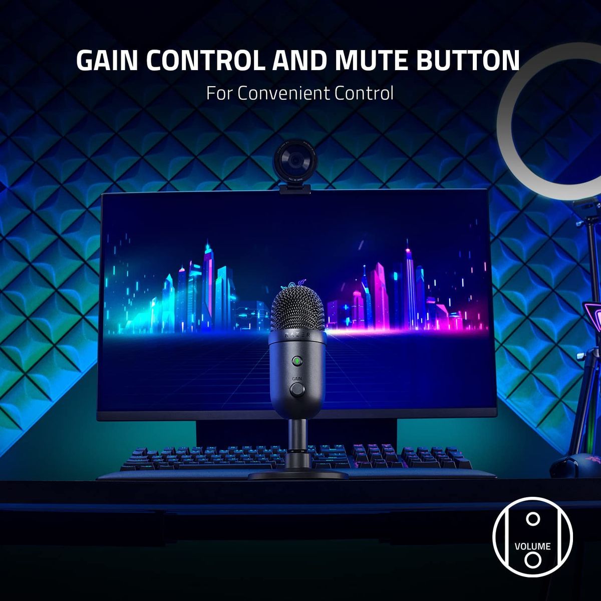 Razer Seiren V2 X Microphone USB Streaming Broadcasting 48 kHz 25mm Condenser PC Black