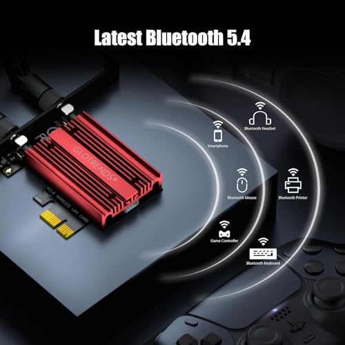 GLOTRENDS BE8774 Wi‑Fi 7 PCIe Netzwerkkarte, Intel BE200NGW, 802.11be, Bluetooth 5.4, bis 5,8 Gbit/s, 320 MHz, Low-Profile, nur Windows 11 24H2+