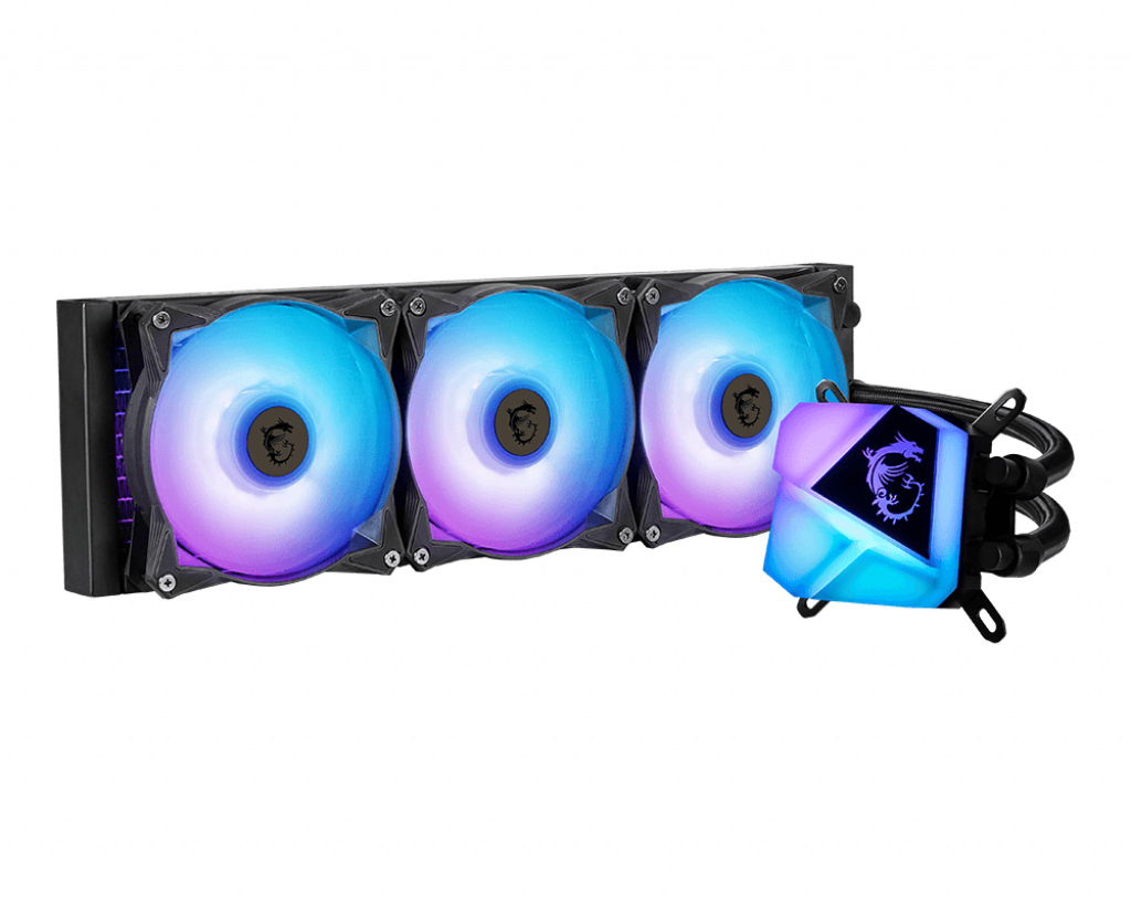 MSI MAG CORELIQUID C360 All-in-One-Wasserkühler, CPU Flüssigkeitskühler, 360 mm Radiator, 3x 120 mm Lüfter, PWM, Schwarz