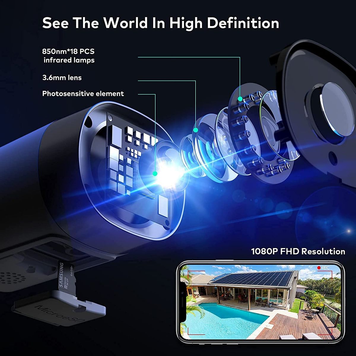 Mibao Wireless IP Outdoor Camera, Surveillance Camera, 1080P HD, WiFi Camera for Outdoor, IP66 Waterproof with Night Vision, Two Way Audio, Remote Access and Motion Detection, White