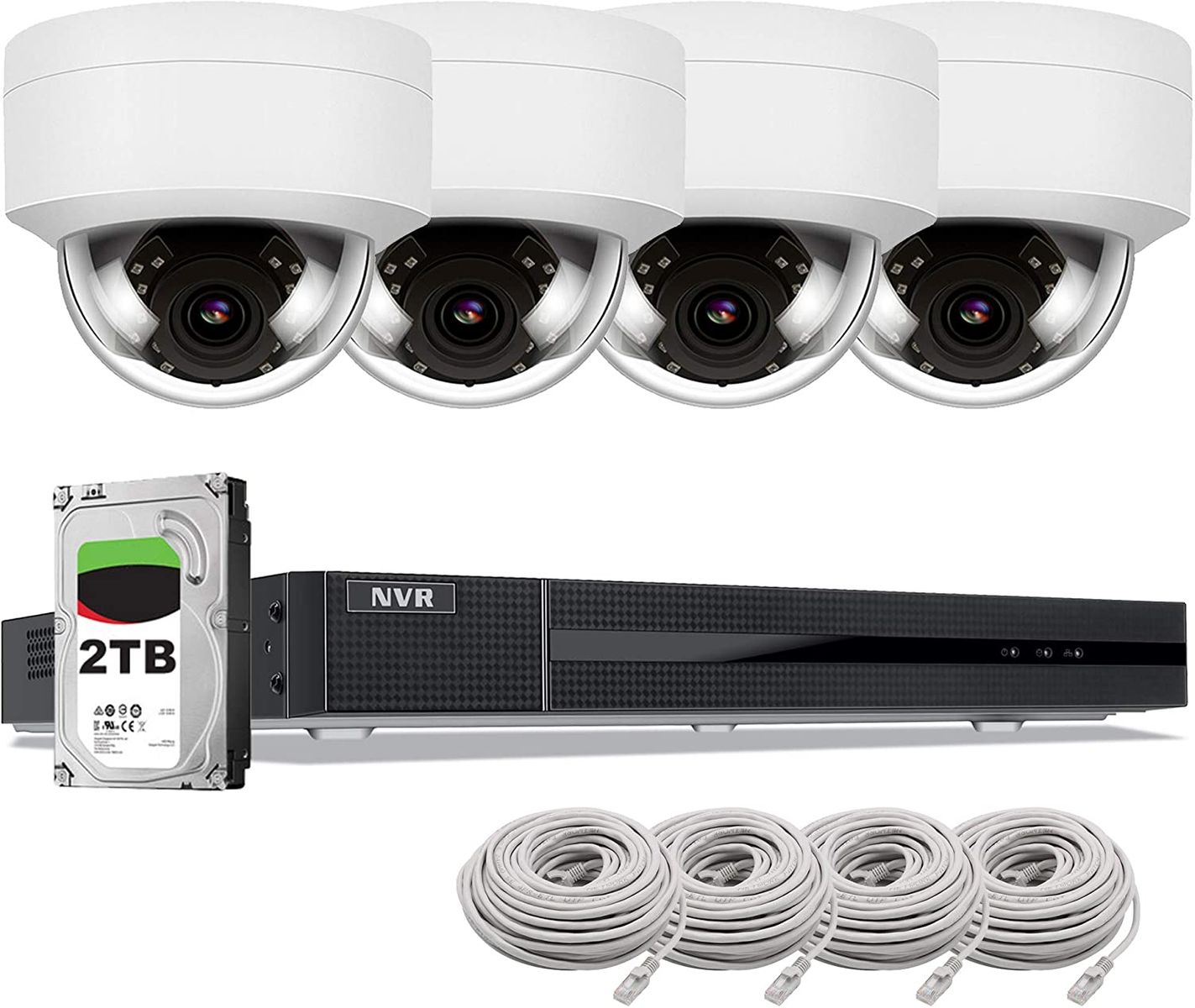 Anpviz 4K NVR 8MP POE CCTV Camera System 8CH Security System with 2tb 4X HD 8MP Dome Camera PoE Outdoor Waterproof IR Microphone Motion Detection IVMS4200 Hik-Connect NVR Four pack