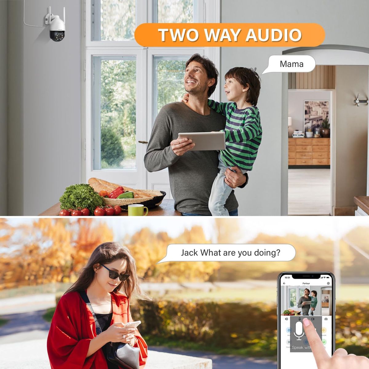 Jennov 2K PTZ Überwachungskamera Aussen, WLAN IP Kamera Outdoor, PTZ Dome WiFi IP Kamera mit Automatische Verfolgung, 24/7 Aufzeichnung, 355°/90° Schwenkbar, Farbiger Nachsicht, Bewegungserkennung