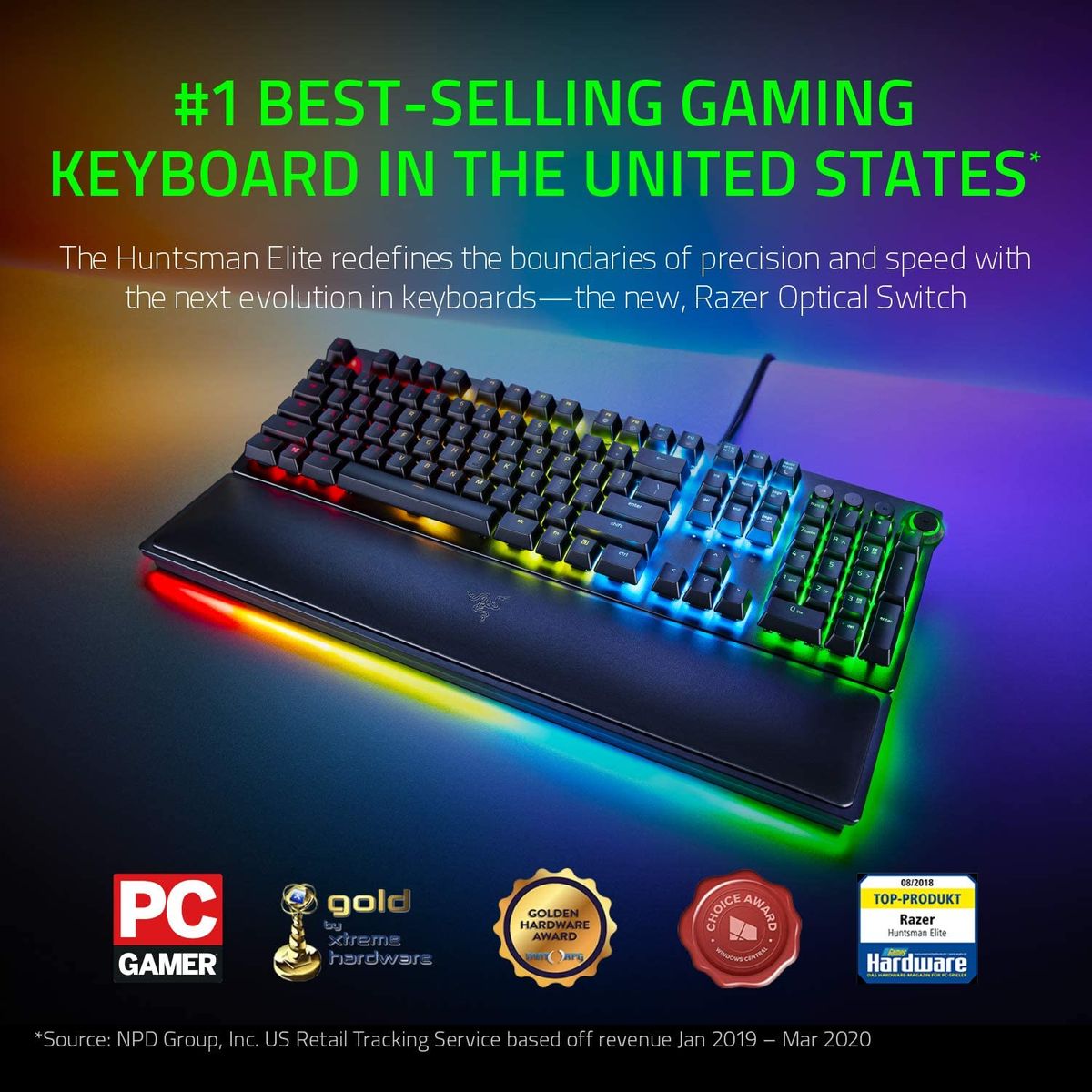 RAZER Huntsman Elite Opto-Mechanisches Gaming Keyboard RGB (USA Layout - QWERTY)