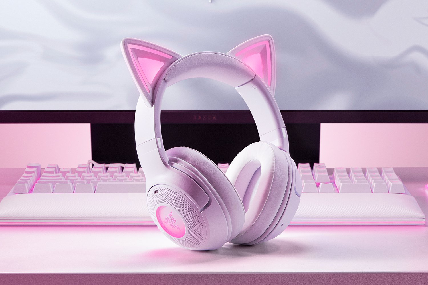 Razer Kraken Kitty V2 BT Kopfhörer Kabellos Kopfband Gaming Bluetooth Weiß