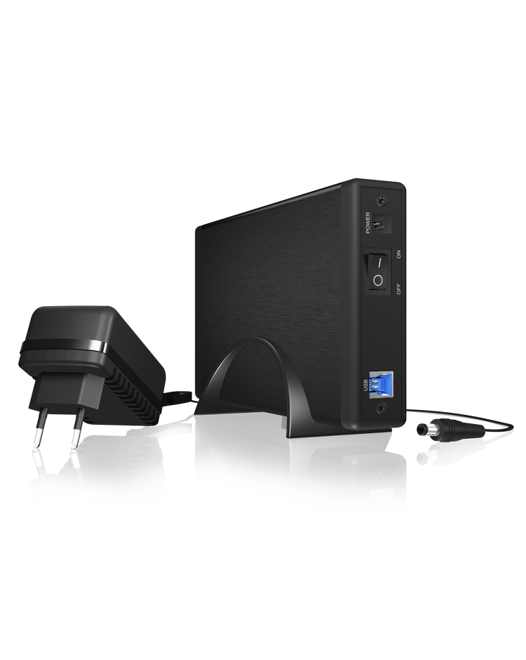 ICY BOX IB-377U3 Externes Gehäuse für 1x 3,5 Zoll Festplatte, USB 3.0 Anschluss (UASP), Aluminium, SATA-III (6 Gbit/s), Schwarz