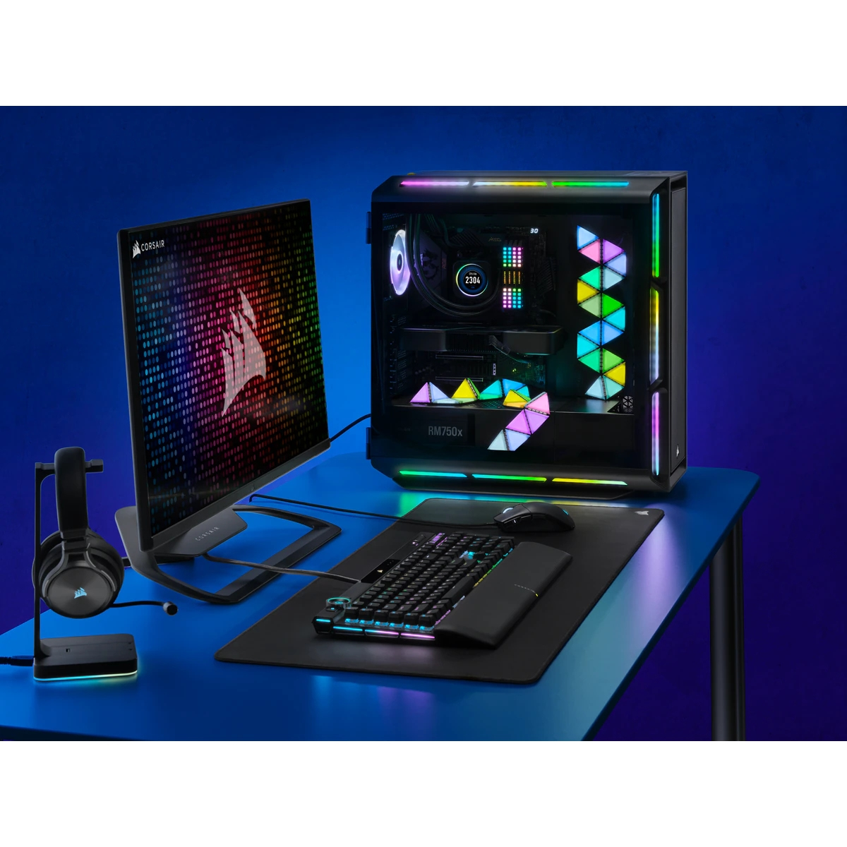 Corsair iCUE LC100 RGB LED-Lichtleisten-Set, 3-pin Anschluss, 9 Stück, Mehrfarbig, Universal für PC-Gehäuse