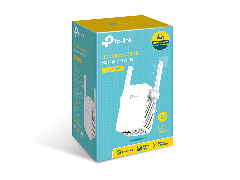 TP-Link TL-WA855RE WLAN Repeater 300 Mbit/s WLAN Verstärker App Steuerung Port 2x flexible externe Antennen WPS AP Modus kompatibel zu allen WLAN Geräten