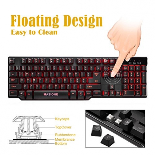 masione Mehrfarbig DEMI mechanisch Kabel USB Gaming-Tastatur mit LED Beleuchtung Hintergrundbeleuchtung Wasserdicht 7 verstellbar Hintergrundbeleuchtung Halo Atmung Licht Multimedia Pro ausgerichtet auf das Spiel Tastatur US-Layout
