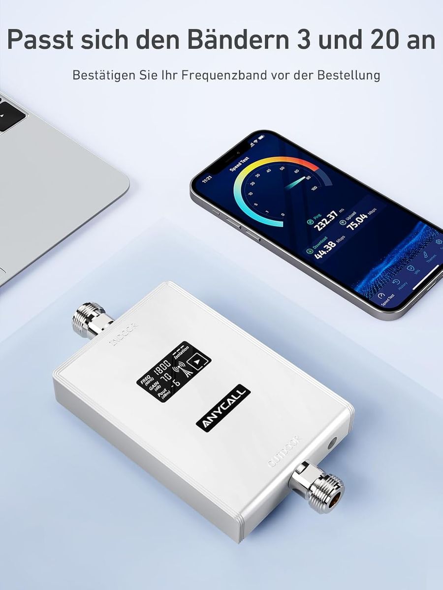 ANYCALL Band 3, 20 - PL Mobilfunk Signalverstärker 4G LTE 3G GSM Repeater für Haus & Büro, Band 3 (1800 MHz) & Band 20 (800 MHz), EU Stecker
